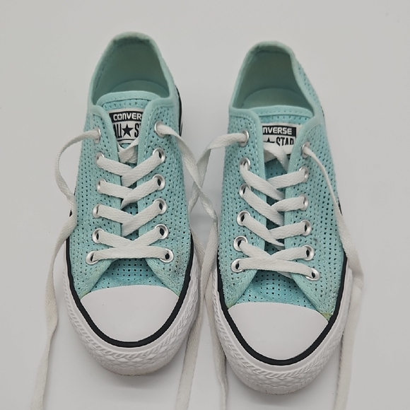 Converse Shoes - Converse All-Star Perforated Aqua Low-Top Sneakers Size 7